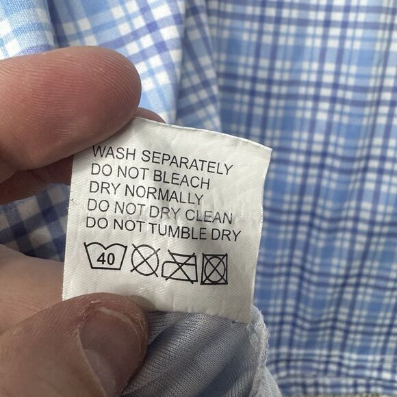 Collars And Co Polo Mens Small Blue Plaid Performance Golf Short Sleeve Poly - Picture 9 of 14